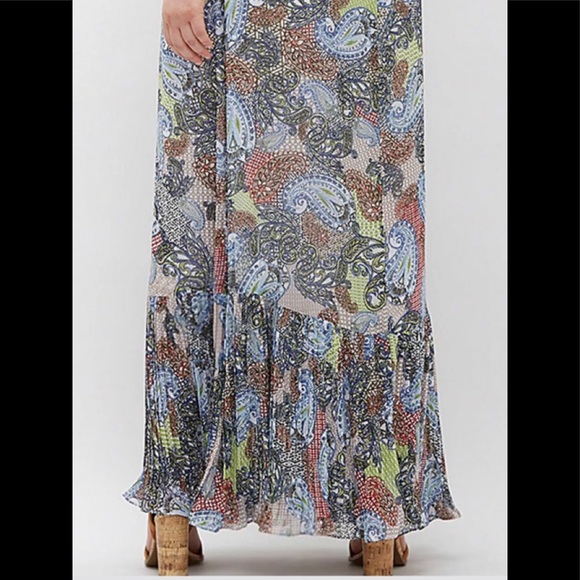 EUC Lane Bryant Paisley Pleated Ruffle Maxi Dress - Picture 9 of 10